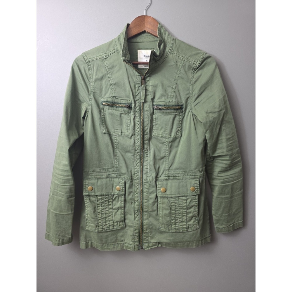 Sonoma Goods For Life Utility Moto Jacket Full Zip Pockets Green S 0155